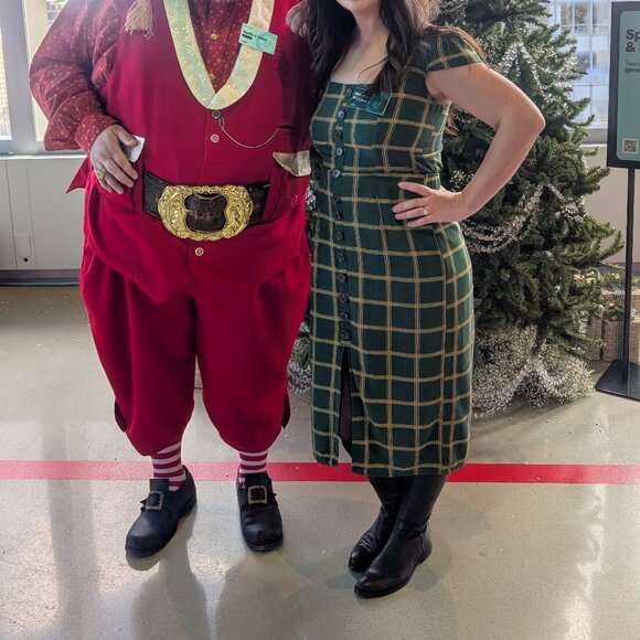 Trixxi Hunter Green Plaid Dress with Open Back - Women's sz M - Picture 11 of 11